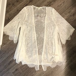 White lace swim cover up